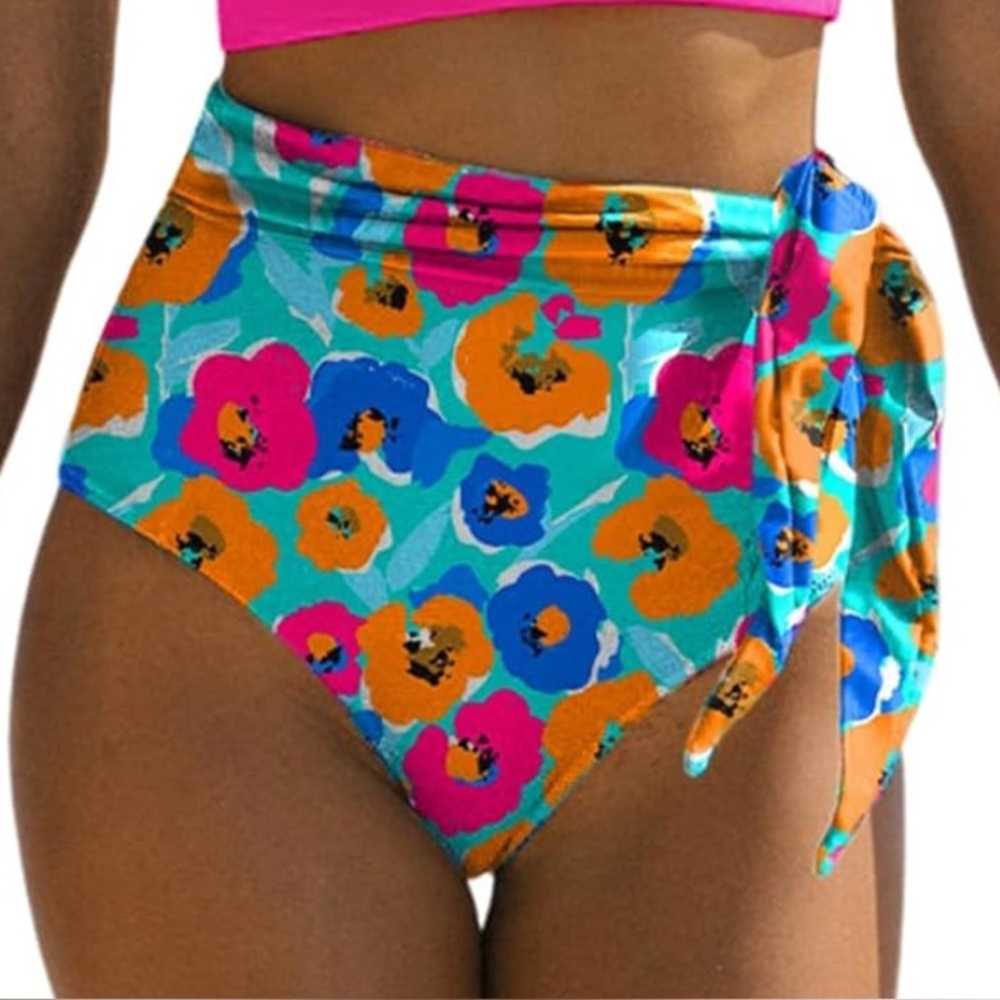 Floral Tummy Control Tie Knot Bathing Suit Bottoms NWOT